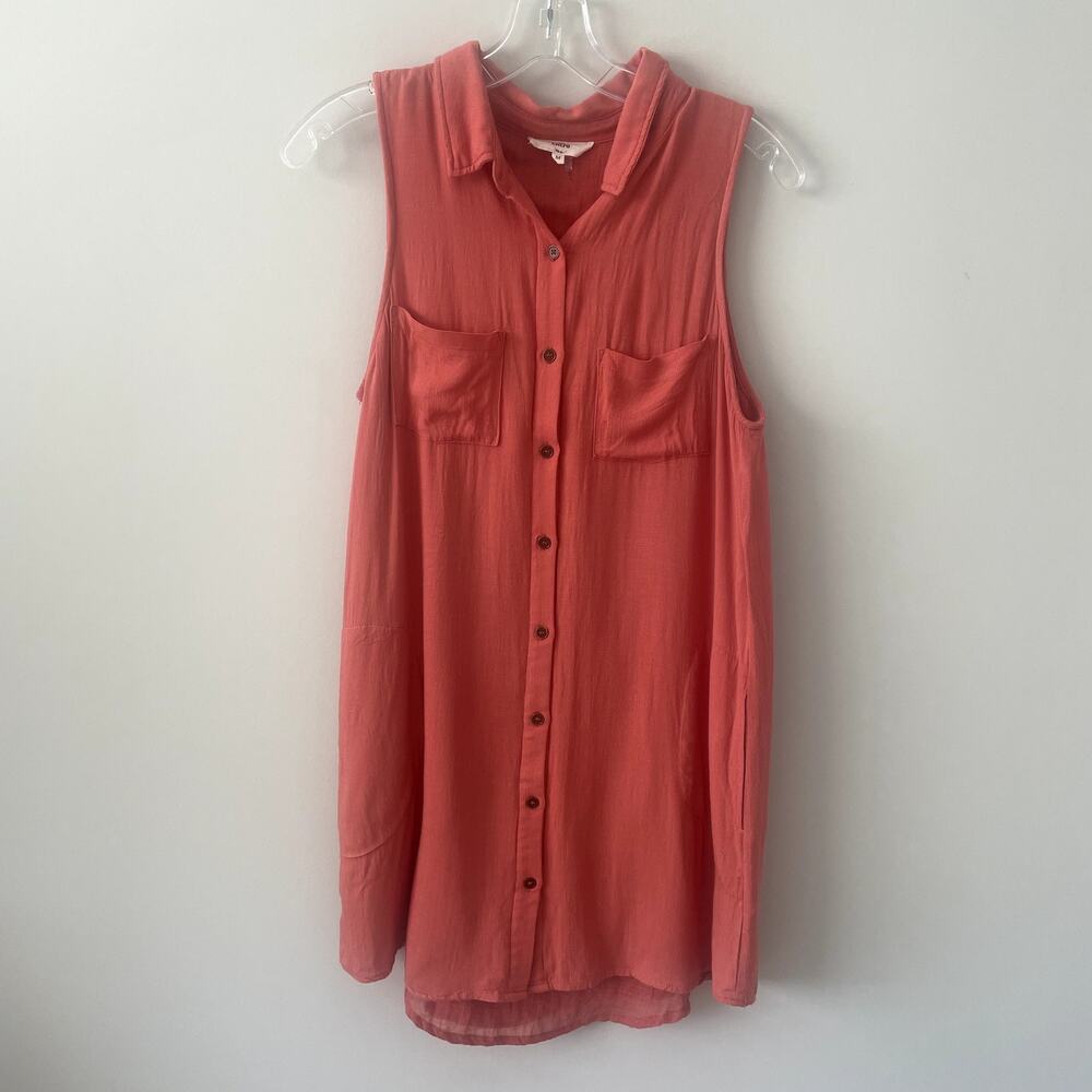 Entro Orange Cotton Blend Sleeveless Dress Sz M